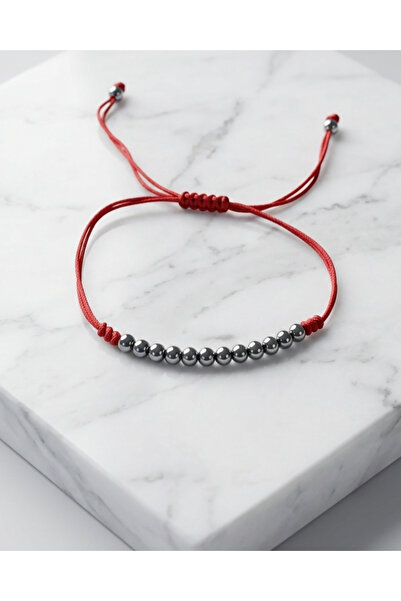 BHCL Silver Hematite Natural Stone Bracelet Water Resistant Adjustable Drawst...