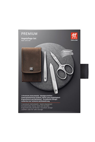 ZWILLING Set manichiura 3 piese, inox, etui piele maro - PREMIUM