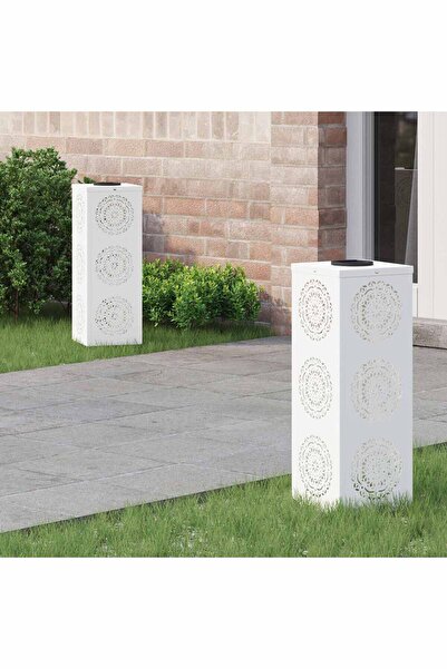 vidaxl Solar LED Pathway Light 2 pcs White Cold Rolled Steel