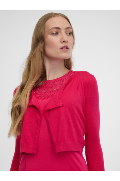 ORSAY Dark pink women's cropped cardigan