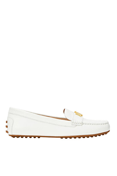 Ralph Lauren Γυναικεία Δερμάτινα Barnsbury Loafers Λευκά 802852847025-WHITE