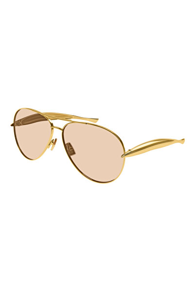 Bottega Veneta BV 1305S 002 64 Unisex Pilot Gold Metal Güneş Gözlüğü