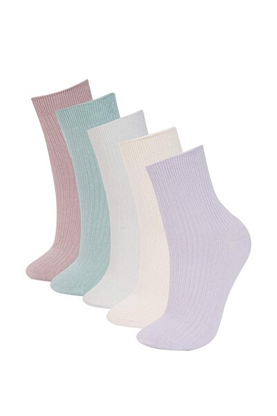 DeFacto Women's Comfortable Elastic 5-Piece Cotton Socks E2060Axns