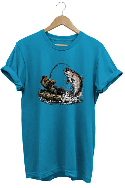 remonz Tricou sportiv cu imprimeu cu pești și undițe de pescuit, pentru campi...
