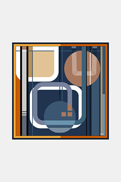 Vakko LACİVERT GEOMETRİK DESENLİ TWILL EŞARP