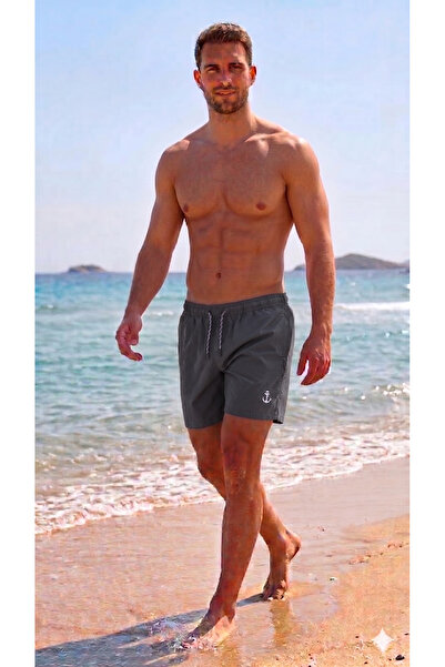 My-o Çapa Detail Men's Swim Shorts Quick Drying Zippered Double Pockets - Tie...
