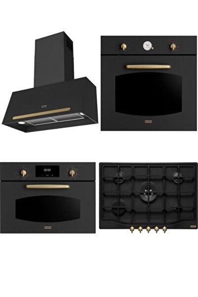 Franke Classic Line Nero Rustik Ankastre Set (FCH 604 4G TC ON C Ocak + FCO 8...