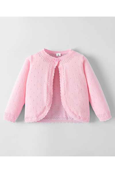 Mark & Mia Cotton Solid Full Sleeves Shrug - Pink