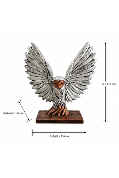 3dlink Vază decorativă în formă de bufniță cu aripi arrgintie