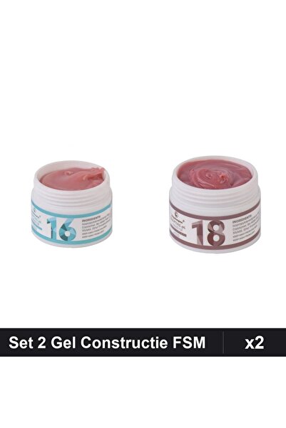 Makeup Set 2 Geluri Constructie UV LED FSM 15g, Nuante 16 și 18, Bază Unghii