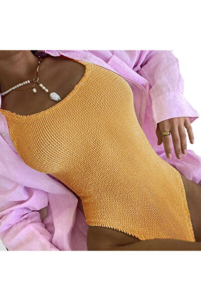 SNM Costum baie, SNM, 40, galben neon, material raiat, cupe detasabile, croia...