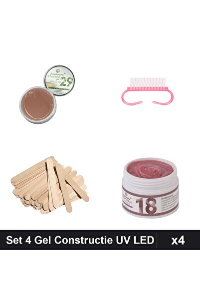 Makeup Set 4 Gel Constructie UV LED FSM 15g, Constructie Unghii, Periuta Praf...