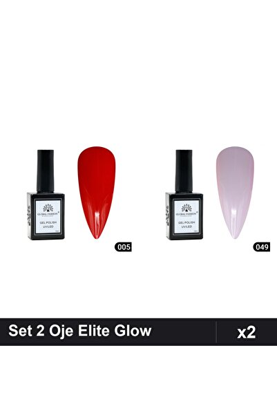 Makeup Set 2 Oje Semipermanente Global Fashion Gel Polish Elite Glow 15ml, Nu...