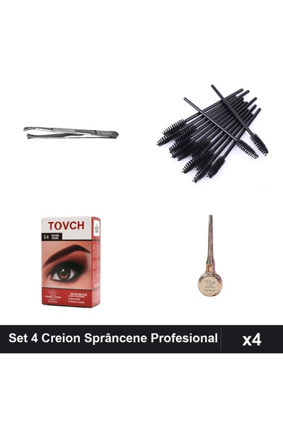 Makeup Set 4 Creion Sprâncene Profesional, Penseta, Periuțe Stilizare, Vopsea...