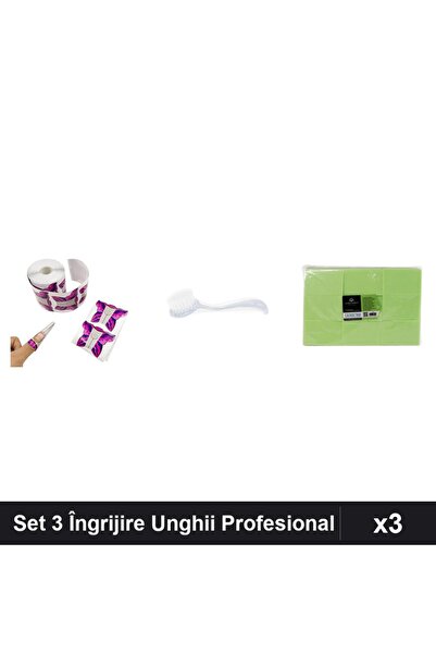 Makeup Set 3 Îngrijire Unghii - Sablon Fluture 100buc, Perie Deprafuit, Șerve...
