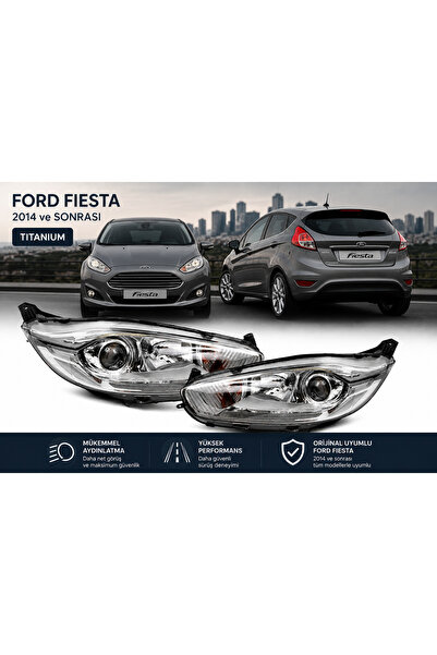 FPParts Ford Fiesta MK7.5 Titanium Uyumlu 2013-2017 Ledli Mercekli Sağ Sol Fa...