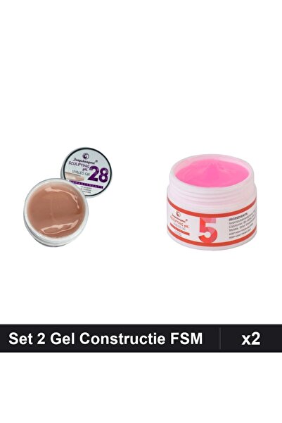 Makeup Set 2 Gel Constructie UV LED FSM 15g, Nuante 28 05, Builder Unghii Pro...