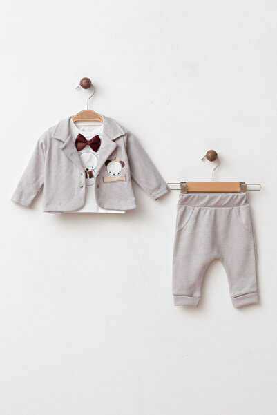 yukobaby bebeğiniz için en doğalı Baby Suit with Bow Tie and Bear for 3-6-9 M...