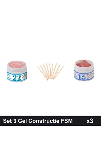 Makeup Set 3 Gel Constructie UV LED FSM 15g, Nuante 22 și 13, Betisoare Portocal