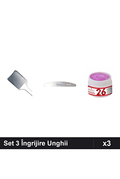 Makeup Set 3 Îngrijire Unghii, Pilă Calcaie Neagră, Pilă Emma 100/180, Gel Co...