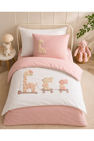 Mou&Kou 100% Cotton Embossed Embroidered Baby Duvet Cover Set Boxed Design Gift