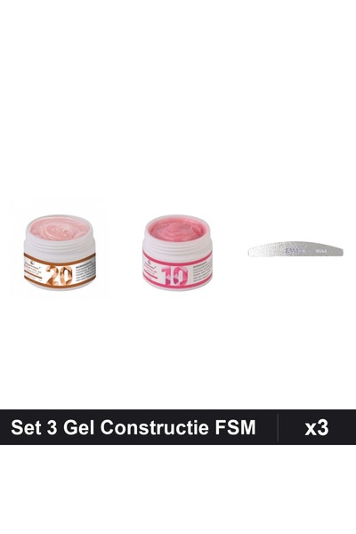 Makeup Set 3 Gel Constructie UV LED FSM 15g, Nuante 20 10, Pila Unghii Emma 8...