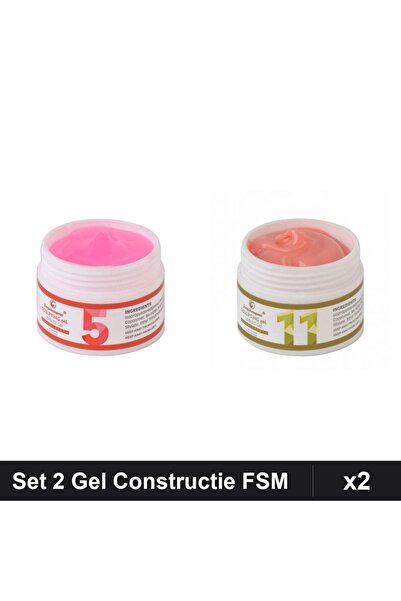 Makeup Set 2 Gel Constructie UV LED FSM 15g, Nuante 05 11, Manichiura Profesi...