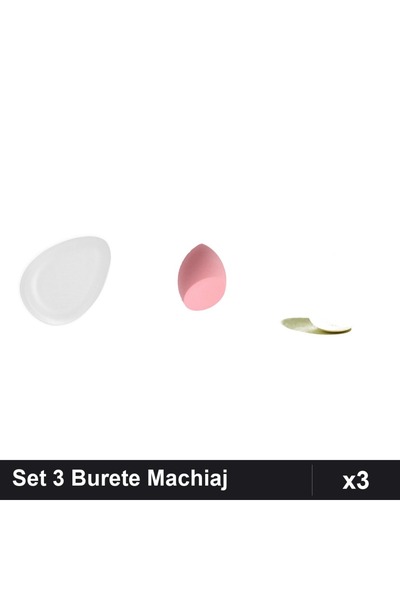 Makeup Set 3 Burete Machiaj Silicon și Extra-Soft, Transparent Roz Pal Nude, ...