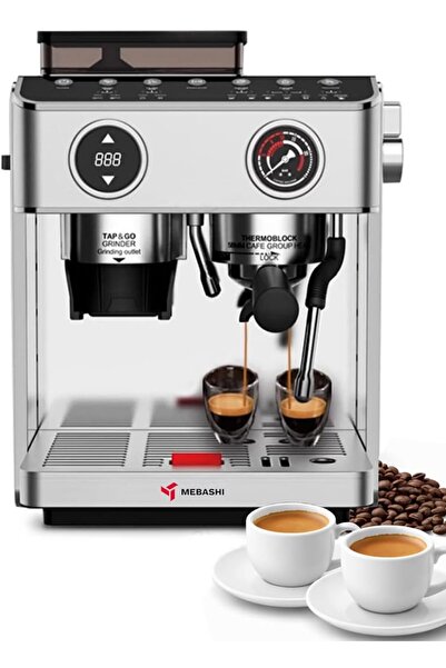 MEBASHI Commercial Coffee Machine with Touch Screen, Dual Boiler & Built-in G...
