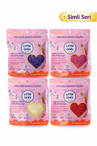 Little Ones Dough Doğal Oyun Hamuru - 4'lü Simli Doğal Oyun Hamuru Seti 4x130...