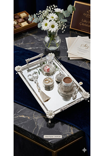 PARILTI HOME COLLECTİON Söz Engagement Tray Groom Coffee Tray Presentation Tr...