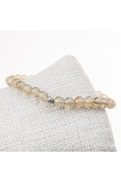 LADIN DOGALTAŞ Moon Stone Silver Bracelet-6 mm