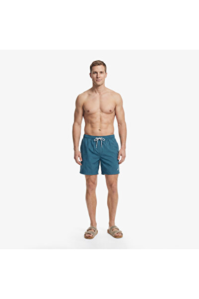 Nautica Erkek Mavi Regular Fit Desenli Deniz Şortu