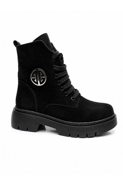 KuMsaL Butik Ayakkabı Kumsal Suede Fur Lined Lace up Zippered Stylish Women's Boots
