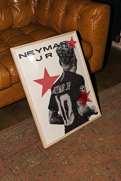 TabloRosa Ahşap Çerçeveli Modern Dekoratif Poster Tablo – Neymar V2 | Spor Ko...