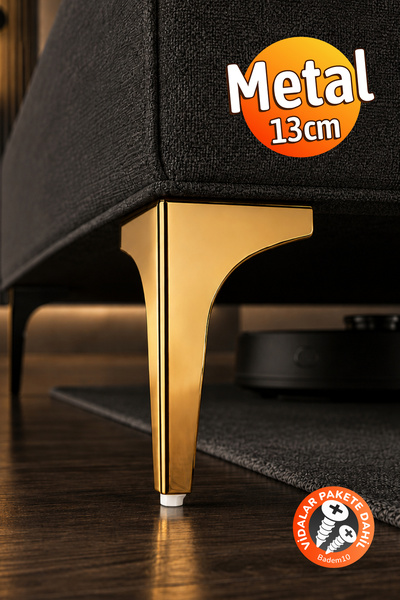 Badem10 ERK Eren 13 cm Mobilier din metal de culoare aurie Picior de colț Dur...