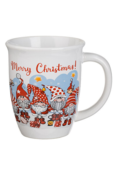 Zumzeria White Ceramic Christmas Mug Gnome Figurine 390ml