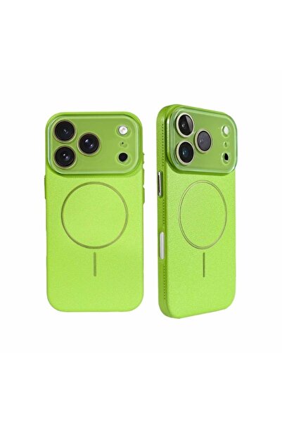 Generic MagSafe Case for iPhone 17 Series | Lime Green | Premium Leather Text...