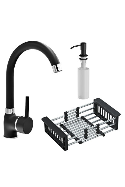 Granitan Pachet Bucatarie Baterie + Dozator + Scurgator, Inox/PVC