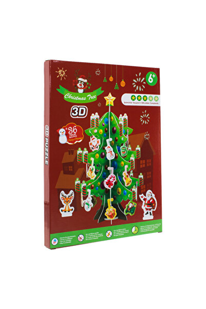 Zumzeria Puzzle 3D Brad de Crăciun cu Ornamente 20x32cm - 36 piese