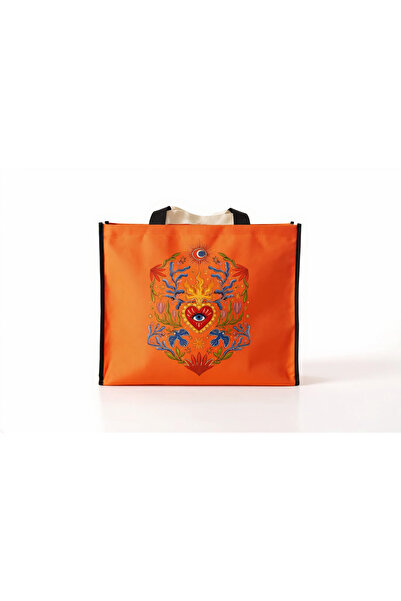 MelsandMano Mono Shopping Bag Kadın Göz Baskılı Su Geçirmez Plaj ve Alılveriş...