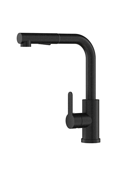 Granitan Baterie Bucatarie Ebro, Inox, Duza Rotativa 360°, Negru