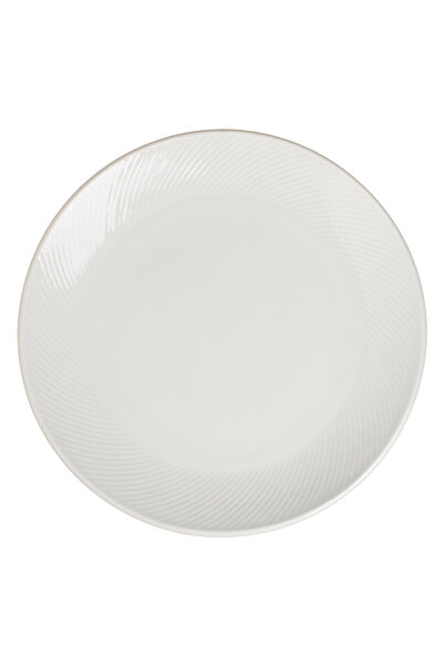 Zumzeria White Ceramic Plate with Linear Relief Pattern for Fruits "Wave" 19cm