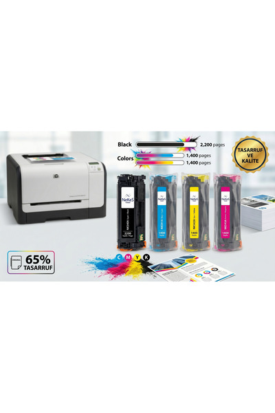 NeKes HP 125A (CB540A) Muadil Toner Seti 4 Renk - CP1215 CM1312 CM1515 Uyumlu