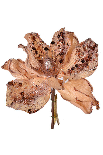 Zumzeria Floare decorativă de Crăciun cu clemă, Magnolie aurie cu sclipici și...