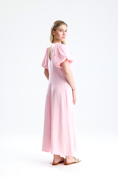 muub's Bollans Balon Kol V-Neck Long Dress