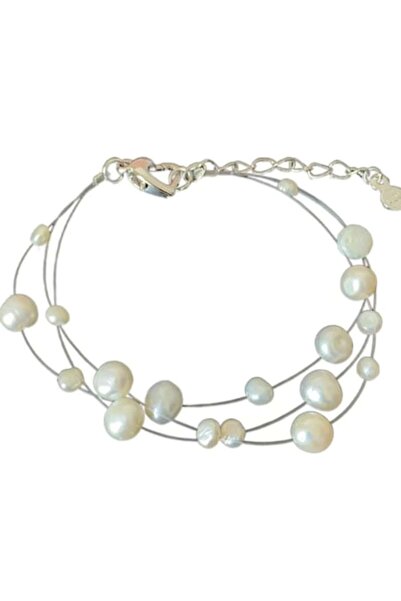 CRM Elegant women's bracelet, CRM, with 3 layers of baroque pearls, 19 cm