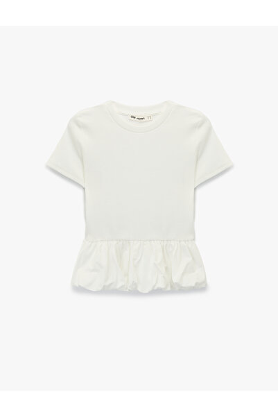 Koton Slim Fit Short Sleeve Crew Neck Balloon Peplum T-Shirt