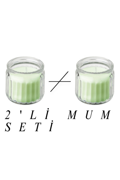 IKEA 2'li Mum Seti LÖVSKOGSLUND bardakta kokulu mum, açık sarı, 12 saat, elma...