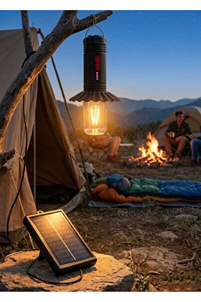 gaman GS-500 Solar Güneş Enerjili Kamp Lambası Taşınabilir LED Şarjlı Outdoor...